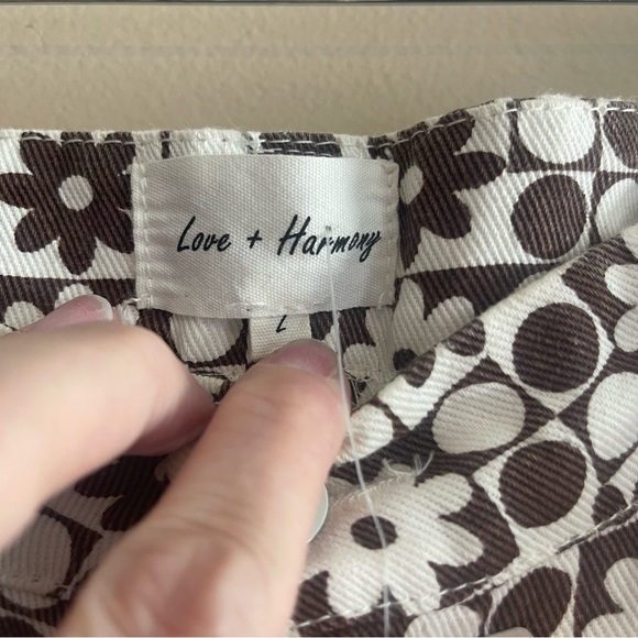 Love + Harmony daisy check print high-waisted straight leg pants, size Large - Picture 4 of 5